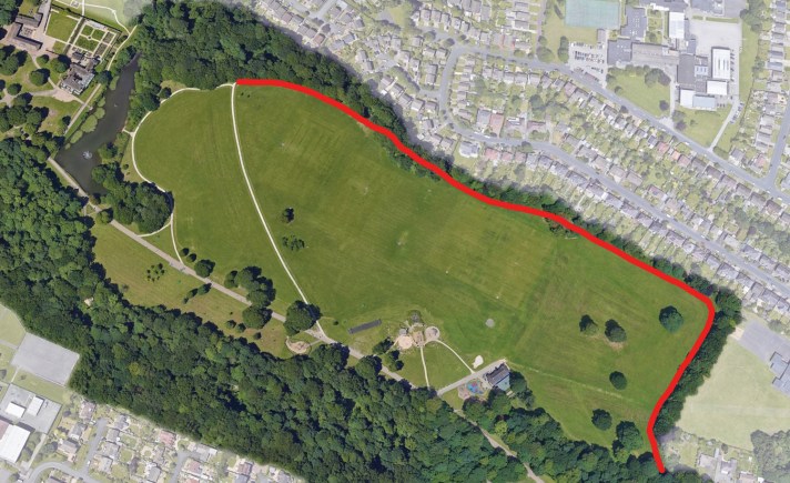 An aerial view of the park showing the location of the reinstated path